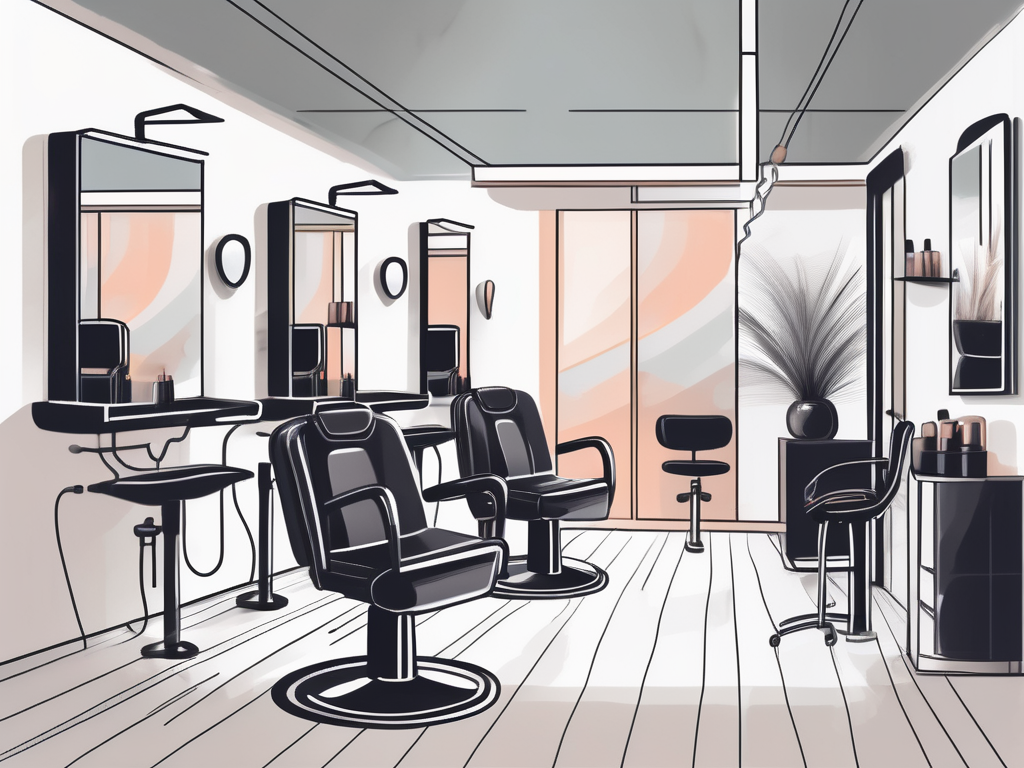 A modern salon with digital devices like computers and tablets